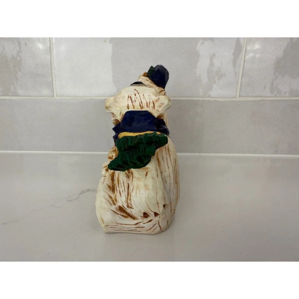 David Frykman Figurine Polar Bear Kissing Santa 1997 DF1063 Blue White Folk Art